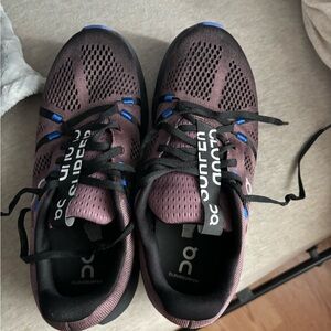 On Running Black and Blue Athletic Shoes with Breathable Mesh